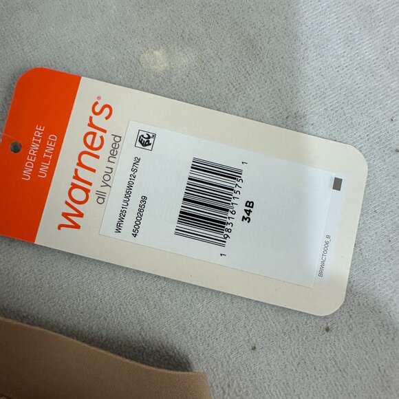 Warners Blissful Benefits Womens Underarm Smoothing T Shirt Bra Unlined Lace 34B - Picture 4 of 7